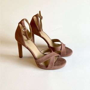 Michael Kors Brown Pink Suede Genuine Leather Ankle Strap Slingbacks size 7.5